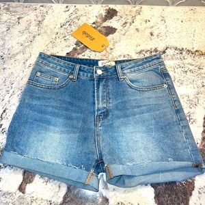 Listicle M Cuff Rolled Denim Cutt Off Shorts Jeans